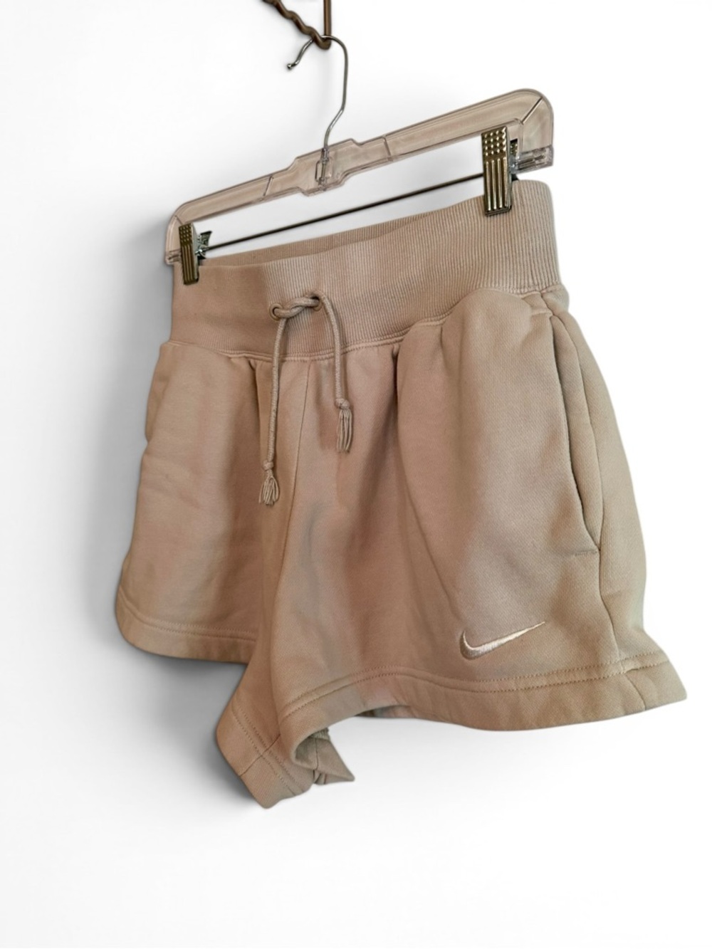 Nike Women’s Beige Athletic Fleece Shorts with Drawstring